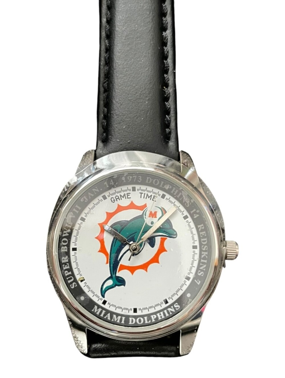 Game Time Miami Dolphins Super Bowl VII Commemorative Watch NFL Gift Set w/ Tin